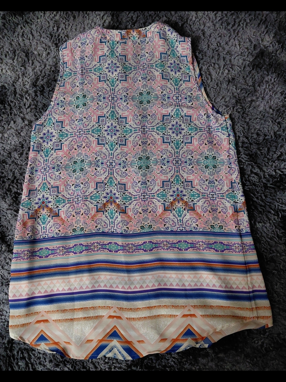 Stem & Vine Southwestern Tribal Geometric Print Sleeveless Top Blouse - Picture 3 of 3